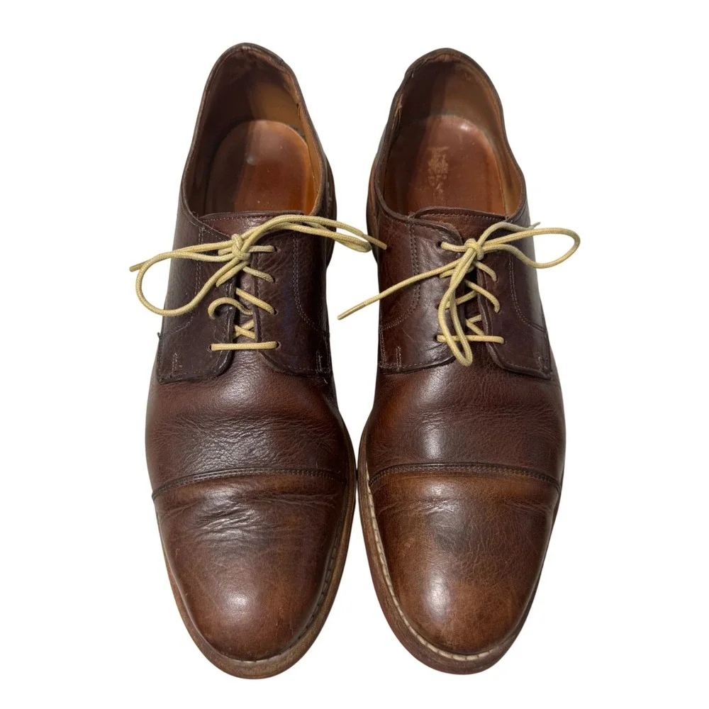 Allen Edmonds Oak Street Cap Toe Derby Shoes Mens 11 D Brown Leather Dainite
